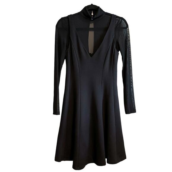 Maeve Anthropologie Layered Sheer Black Mini Dress Mock Neck Size XS NWT - Picture 1 of 14